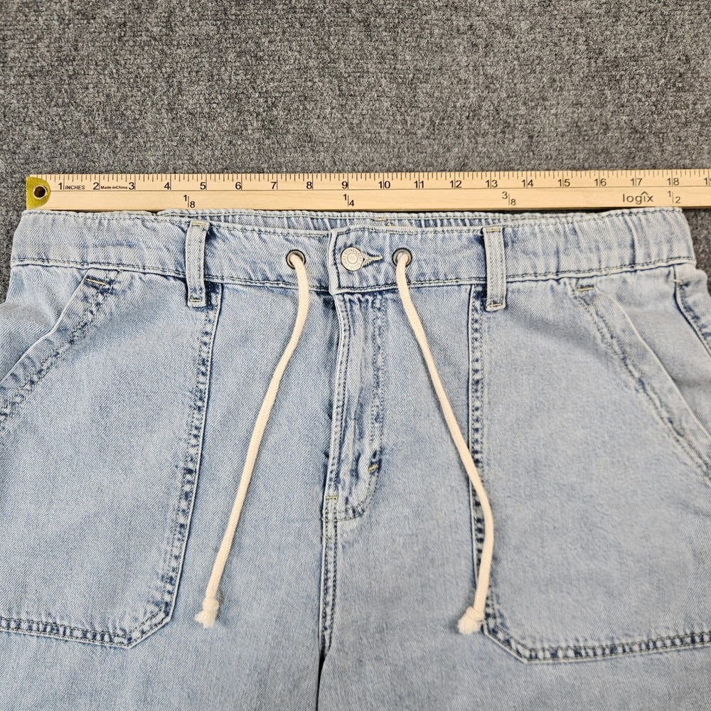 Lucky Brand Womens Light Wash Wide Leg Drawstring Denim Jeans Raw Hem Large - Picture 5 of 12